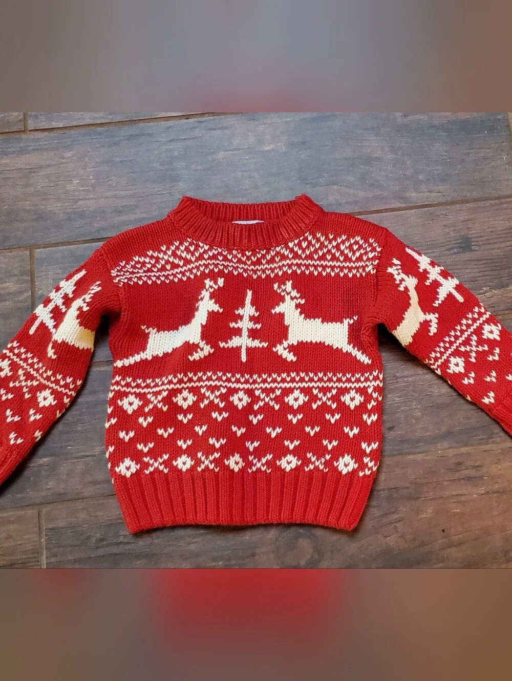 Kitestring Vintage Holiday Sweater for Kids Girls Boys Christmas Sweater Red 2T